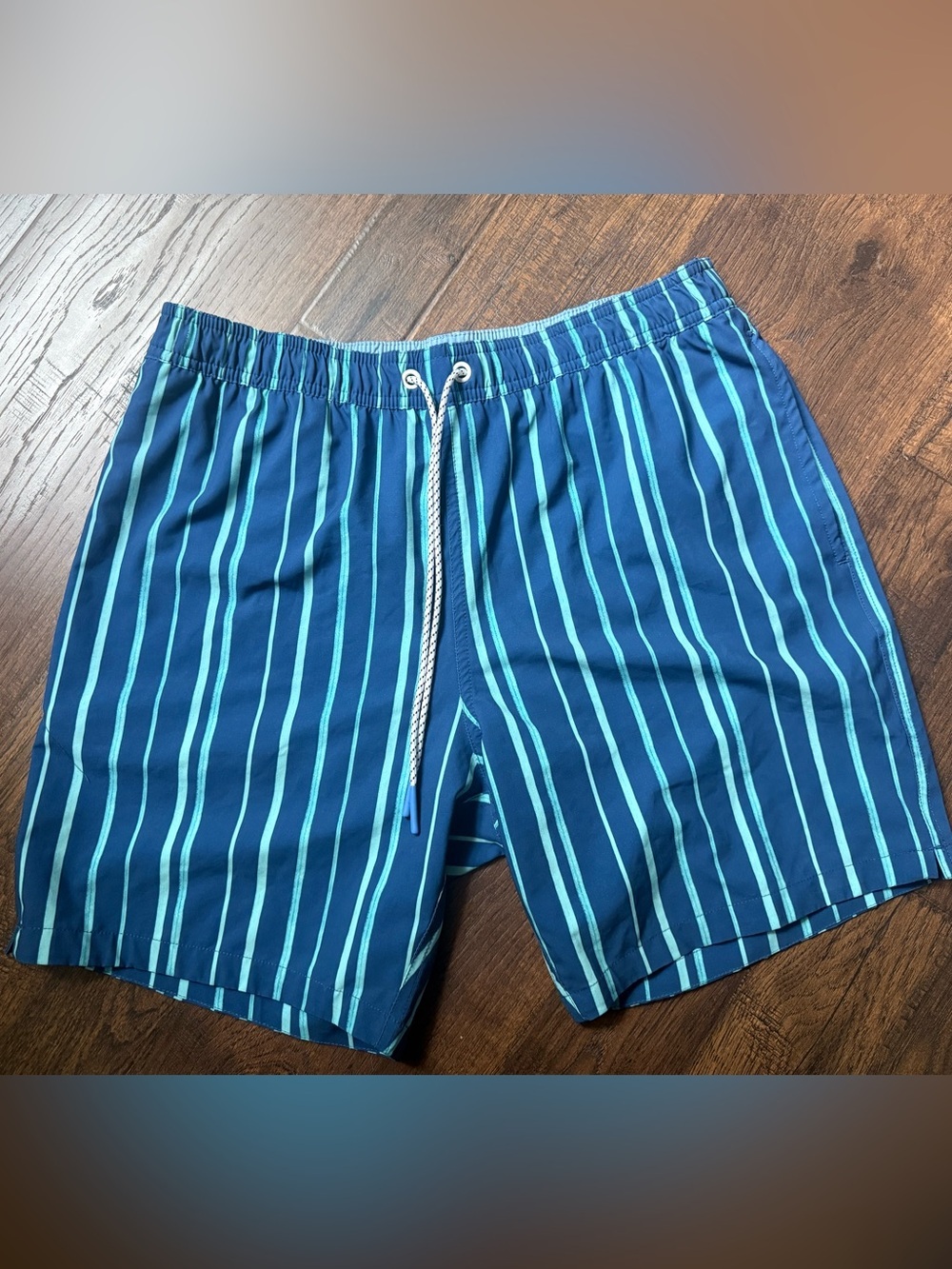 Bonobos Navy & Teal Vertical Stripe Swim Trunks